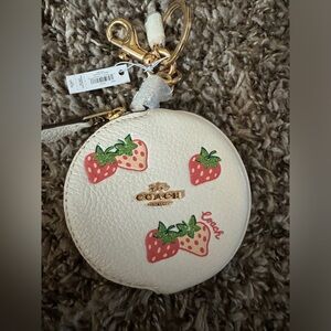 Coach Women's Circular Coin Pouch With Strawberry Print